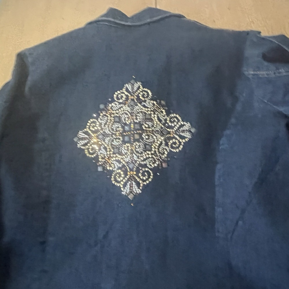 VTG Christine Alexander Wom M Bling Denim Western Glam Crystals & Studs - Picture 11 of 11